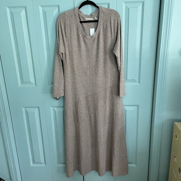 Soft Surroundings Dresses & Skirts - Soft Surroundings Clio Long Sleeve Maxi Dress Large Brown Heather Rib Knit 2FM13